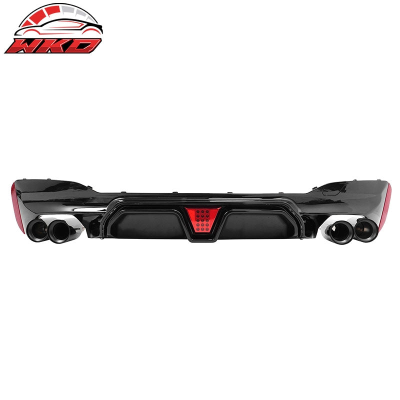 Fits 21-23 BMW G30 5 Series CS Style Rear Diffuser w/ LED + Black Quad Exhaust