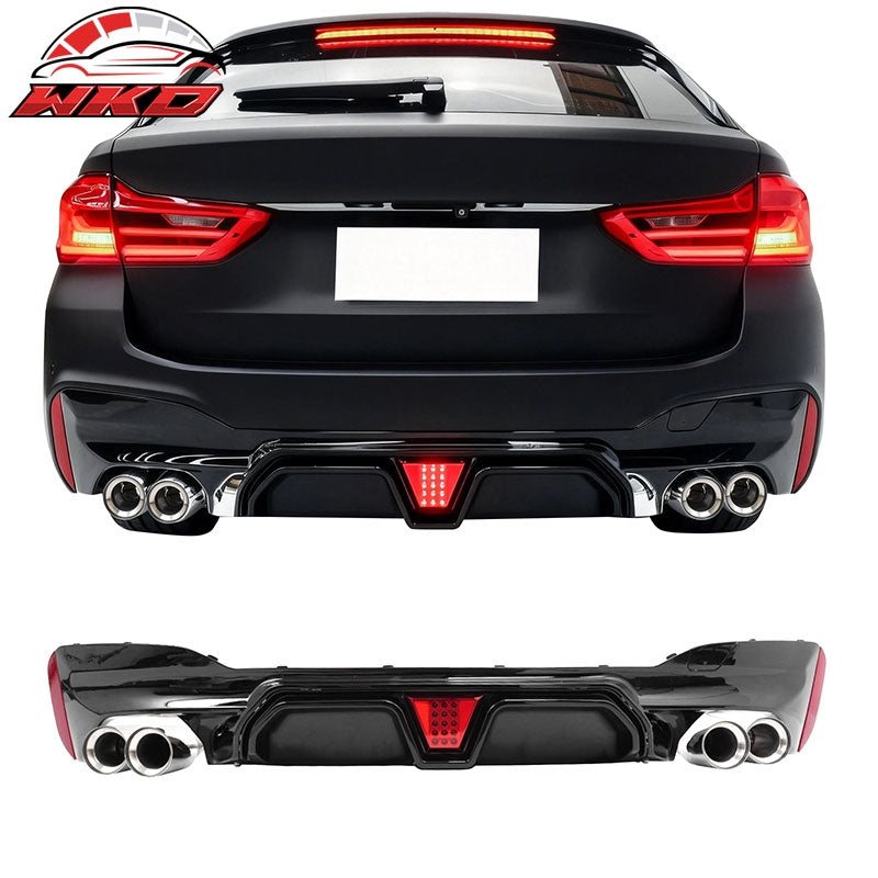 Wholesale 21-23 BMW G30 5 Series CS Style Rear Diffuser w/ LED + Silver Quad Exhaust