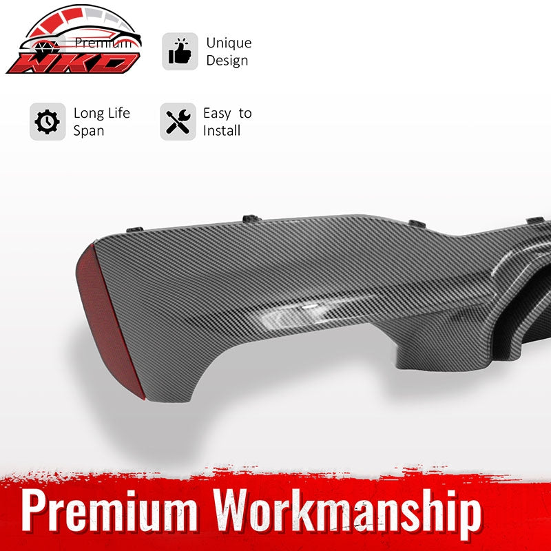 Fits 17-23 BMW G30 5 Series Carbon Fiber Print M5 CS Style Rear Diffuser w/ LED