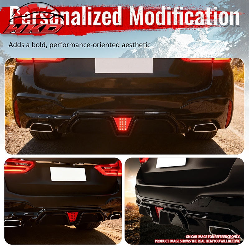 Fits 17-23 BMW G30 5 Series Carbon Fiber Print M5 CS Style Rear Diffuser w/ LED