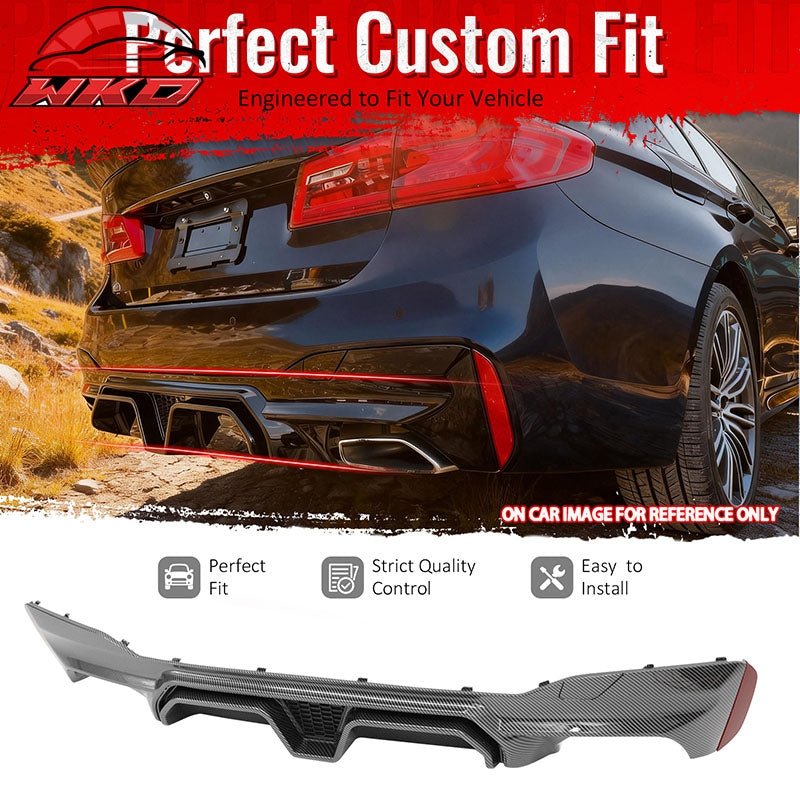 Fits 17-23 BMW G30 5 Series F90 M5 CS Style Rear Diffuser Carbon Fiber Print PP