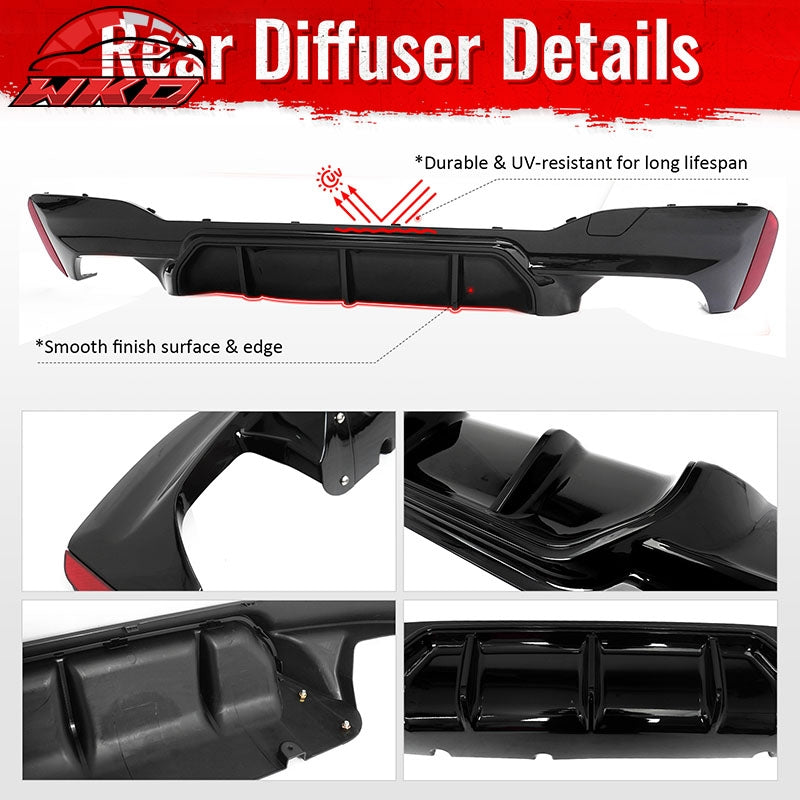 Fits 17-23 BMW G30 5 Series F90 M5 Competition Style Rear Diffuser Gloss Black
