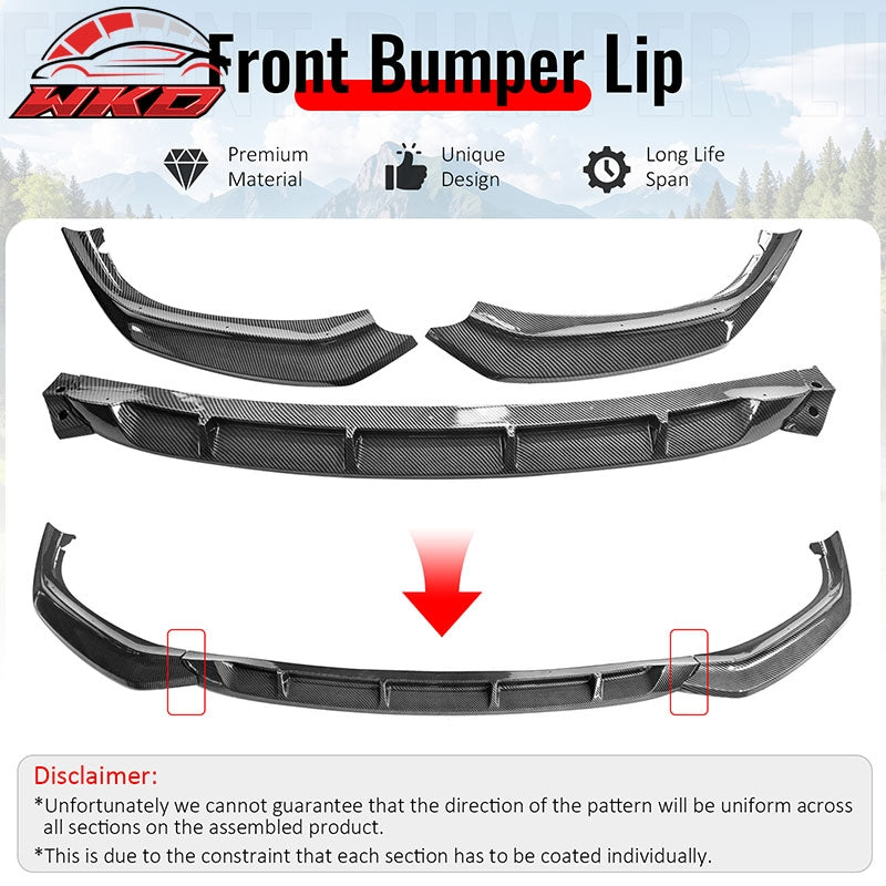 For 17-20 BMW G30 530i 540i M Sport GT Style Front Bumper Lip Carbon Fiber Print