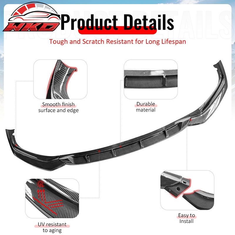 For 17-20 BMW G30 530i 540i M Sport GT Style Front Bumper Lip Carbon Fiber Print