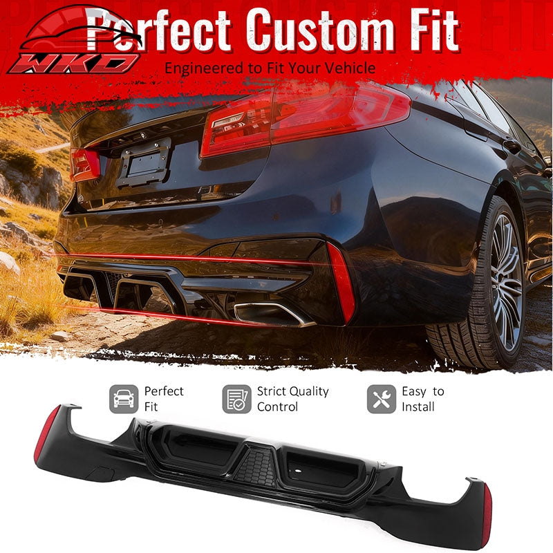 Fits 17-23 BMW G30 5 Series M Sport F90 M5 CS Style Rear Diffuser Gloss Black PP