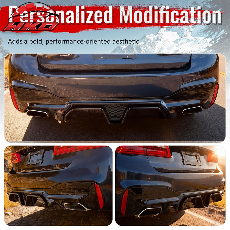 Fits 17-23 BMW G30 5 Series M Sport F90 M5 CS Style Rear Diffuser Gloss Black PP