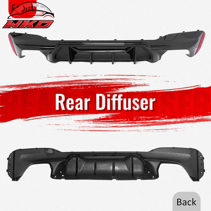 Fits 17-23 BMW G30 5 Series M Sport Rear Diffuser M5 M Perfermance Gloss Black