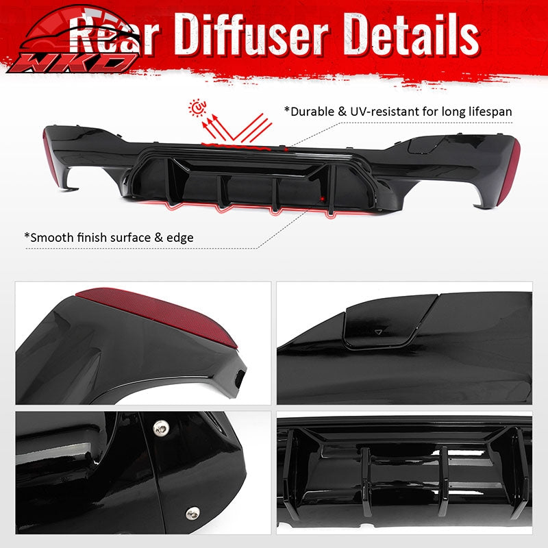 Fits 17-23 BMW G30 5 Series M Sport Rear Diffuser M5 M Perfermance Gloss Black