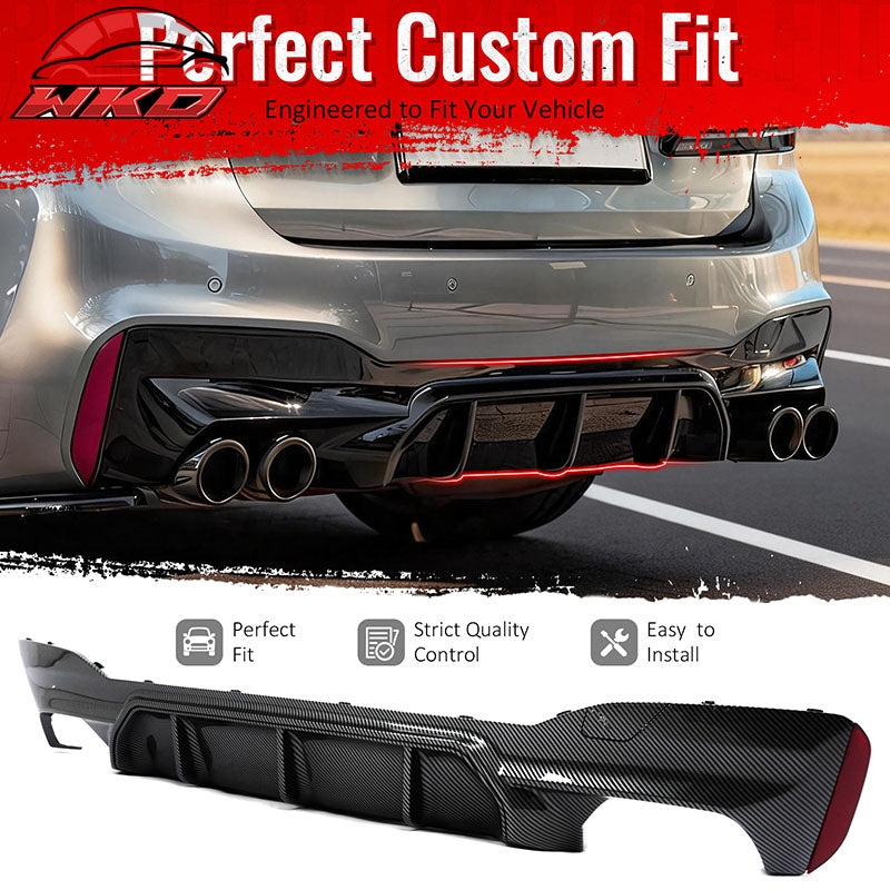 For 17-23 BMW G30 5 Series M5 Competition Style Rear Diffuser Carbon Fiber Print
