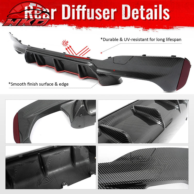 For 17-23 BMW G30 5 Series M5 Competition Style Rear Diffuser Carbon Fiber Print