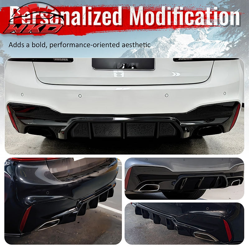 For 17-23 BMW G30 5 Series M5 Competition Style Rear Diffuser Carbon Fiber Print