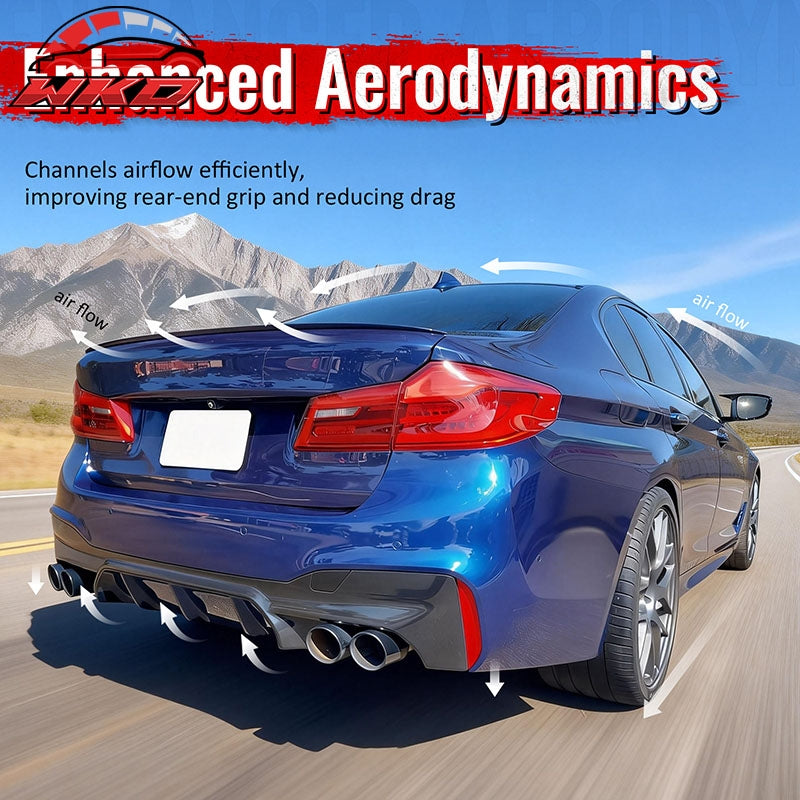 For 17-23 BMW G30 5 Series M5 Competition Style Rear Diffuser Carbon Fiber Print