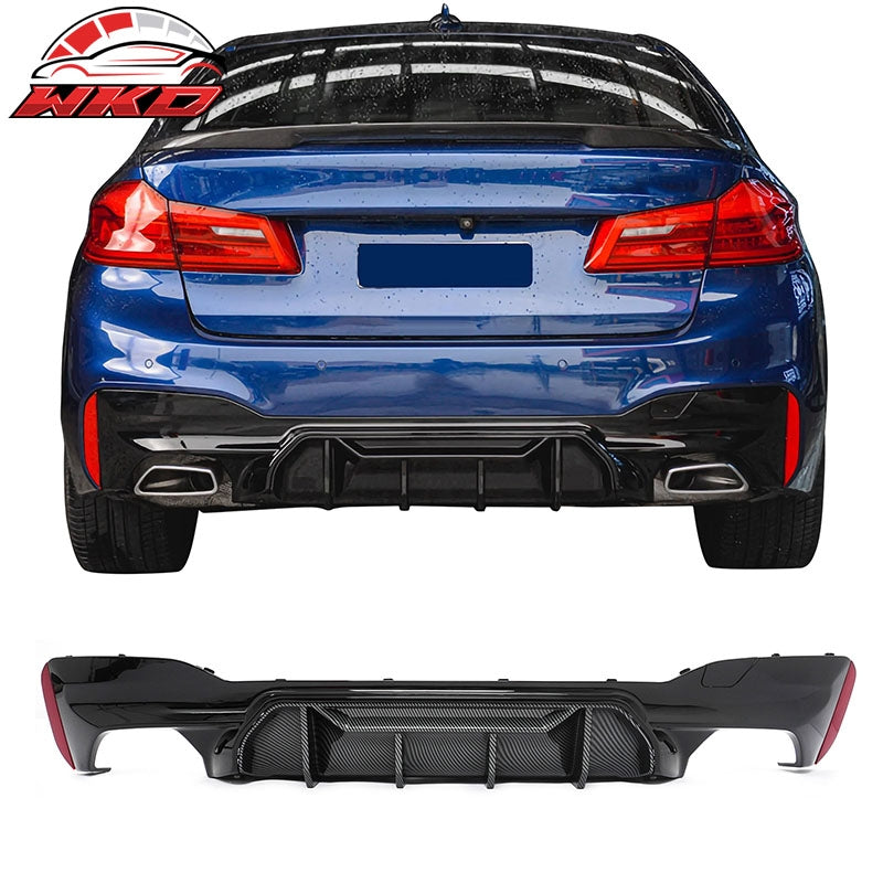 Wholesale 17-23 BMW G30 5 Series M5 MP Style Rear Diffuser Gloss Black& CF Print Fin