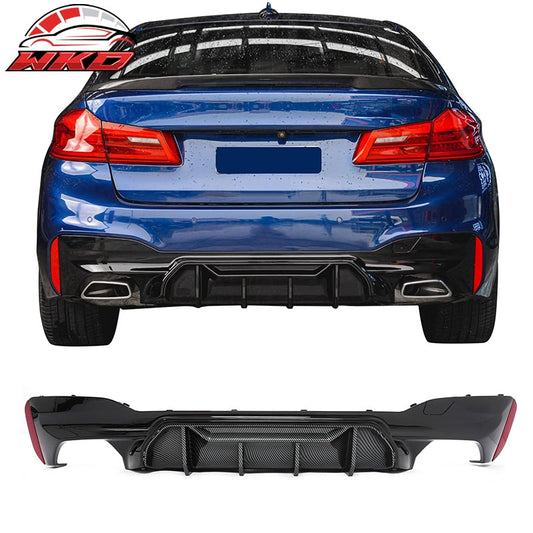 Wholesale 17-23 BMW G30 5 Series M5 MP Style Rear Diffuser Gloss Black& CF Print Fin