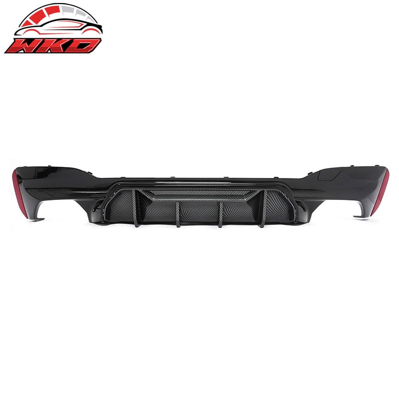 Fits 17-23 BMW G30 5 Series M5 MP Style Rear Diffuser Gloss Black& CF Print Fin