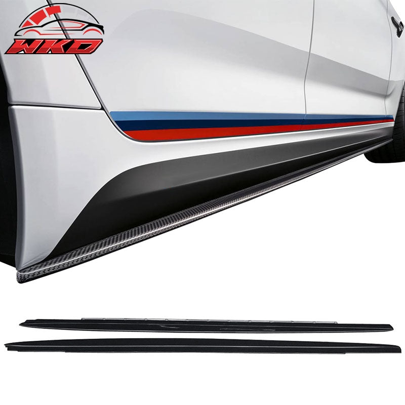 Fits 17-23 BMW G30 5 Series MP Style Side Skirts Extension - Matte Carbon Fiber