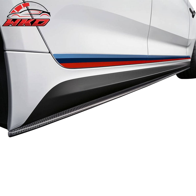 Fits 17-23 BMW G30 5 Series MP Style Side Skirts Extension - Matte Carbon Fiber