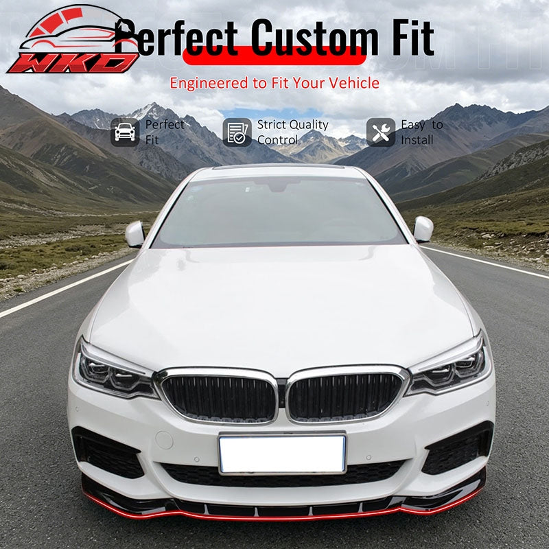 Fits 17-20 BMW G30 530i 540i M550i M Sport GT Style Front Bumper Lip Gloss Black