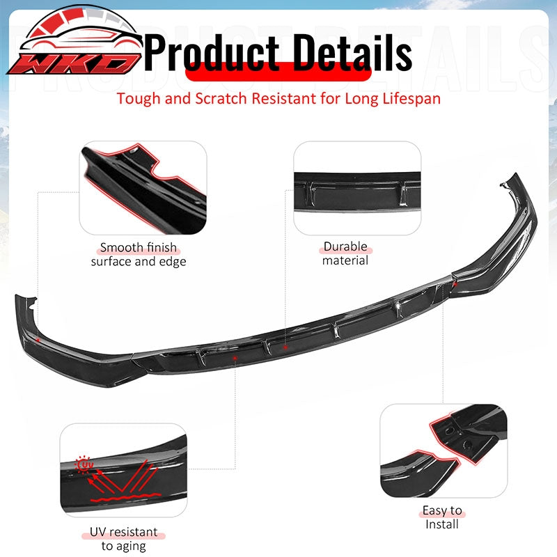 Fits 17-20 BMW G30 530i 540i M550i M Sport GT Style Front Bumper Lip Gloss Black