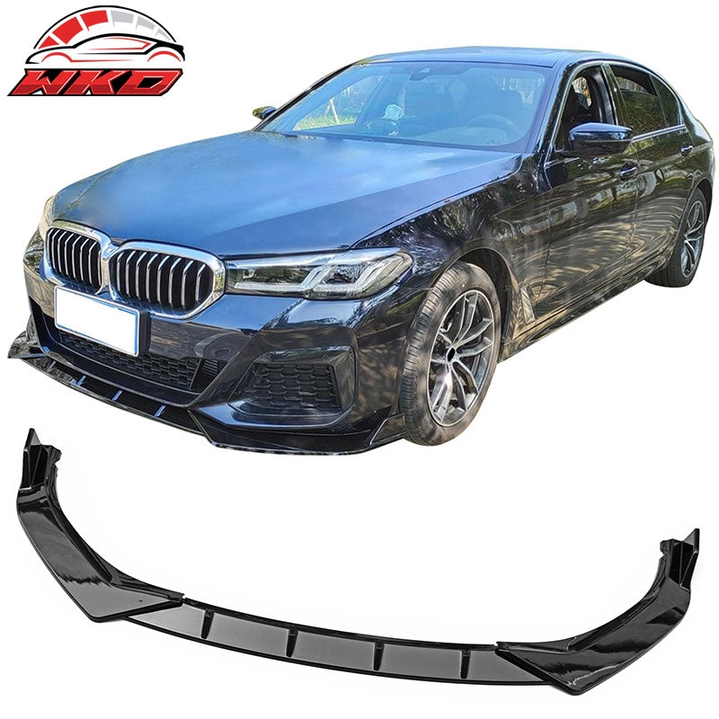 Wholesale 21-23 BMW G30 5 Series Sedan IKON Front Bumper Lip Spoiler Gloss Black PP - Wikond Auto