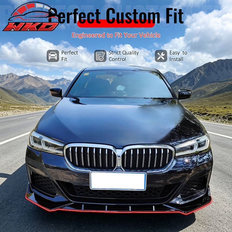 Wholesale 21-23 BMW G30 5 Series Sedan IKON Front Bumper Lip Spoiler Gloss Black PP - Wikond Auto