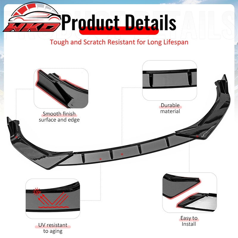 Wholesale 21-23 BMW G30 5 Series Sedan IKON Front Bumper Lip Spoiler Gloss Black PP - Wikond Auto