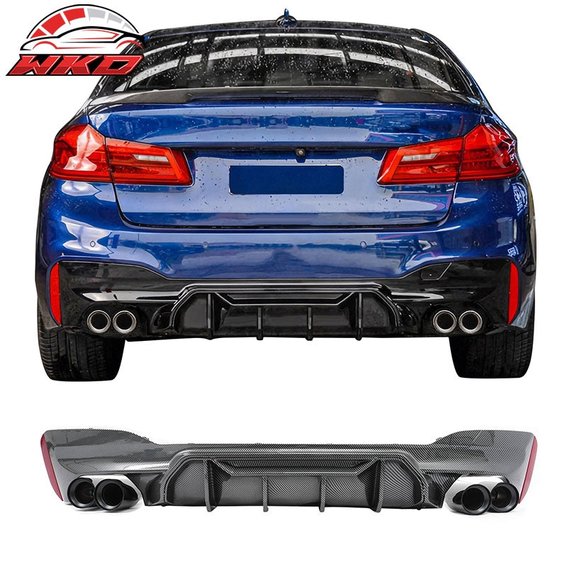Wholesale 21-23 BMW G30 Carbon Fiber Print Rear Diffuser MP Style+ Black Quad Exhaust - Wikond Auto