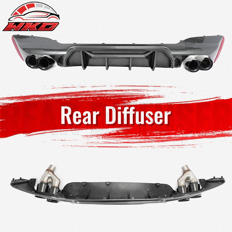 Wholesale 21-23 BMW G30 Carbon Fiber Print Rear Diffuser MP Style+ Black Quad Exhaust - Wikond Auto