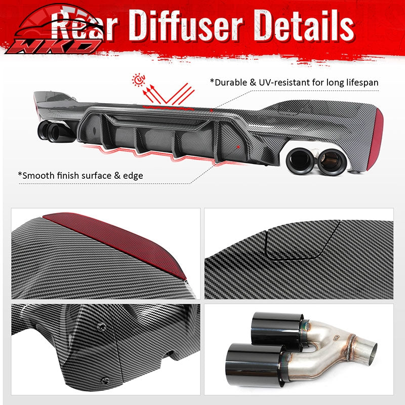 Wholesale 21-23 BMW G30 Carbon Fiber Print Rear Diffuser MP Style+ Black Quad Exhaust - Wikond Auto