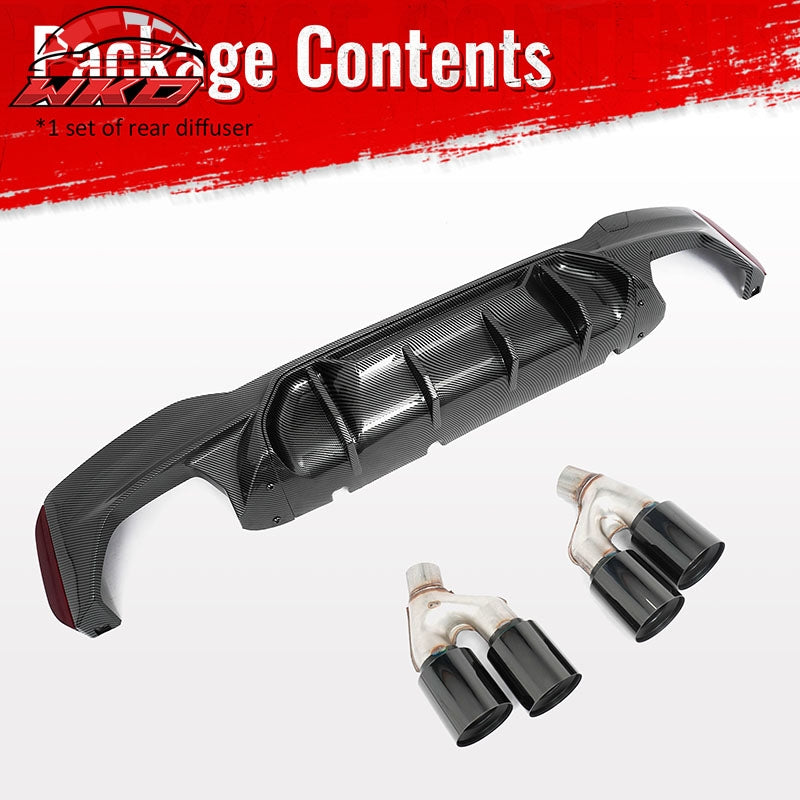 Wholesale 21-23 BMW G30 Carbon Fiber Print Rear Diffuser MP Style+ Black Quad Exhaust - Wikond Auto