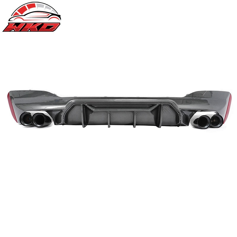 Wholesale 21-23 BMW G30 Carbon Fiber Print Rear Diffuser MP Style+ Black Quad Exhaust - Wikond Auto