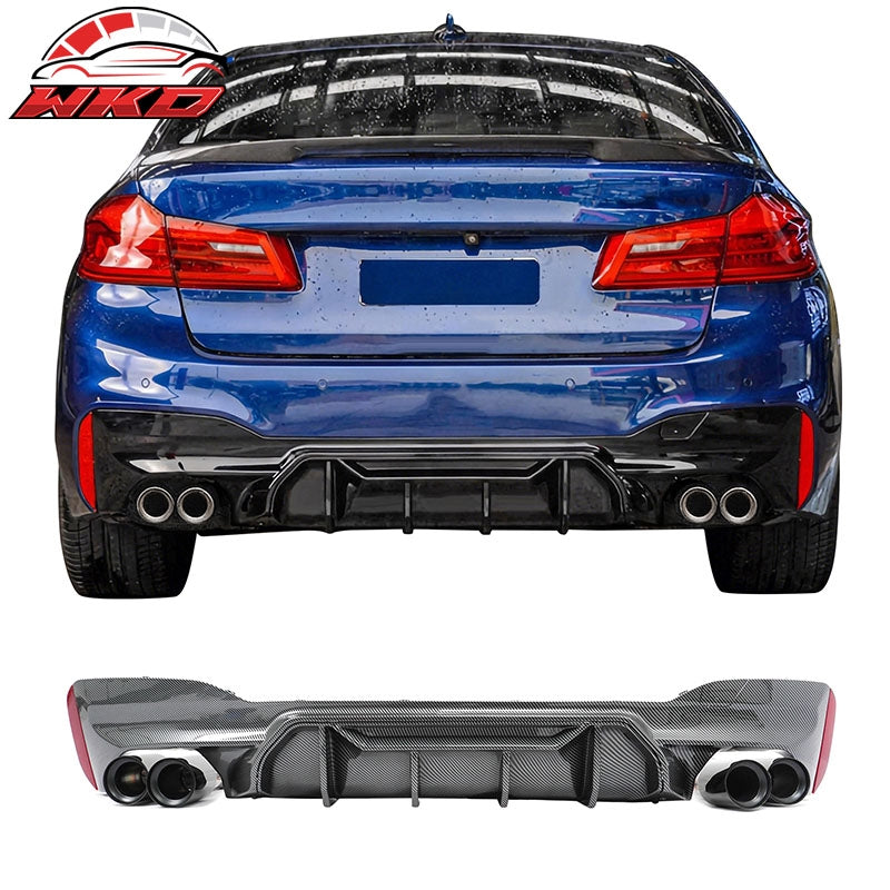Wholesale 17-20 BMW G30 Carbon Fiber Print Rear Diffuser MP Style+ Black Quad Exhaust - Wikond Auto