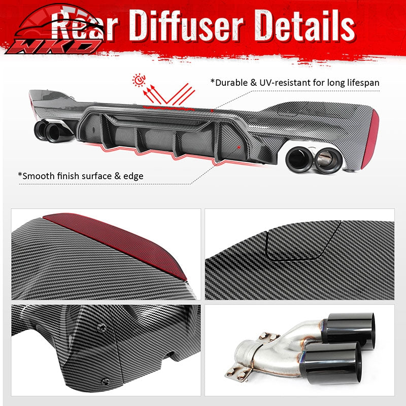 Wholesale 17-20 BMW G30 Carbon Fiber Print Rear Diffuser MP Style+ Black Quad Exhaust - Wikond Auto