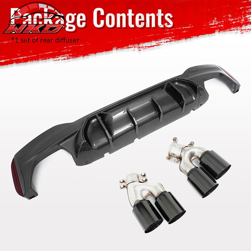 Wholesale 17-20 BMW G30 Carbon Fiber Print Rear Diffuser MP Style+ Black Quad Exhaust - Wikond Auto