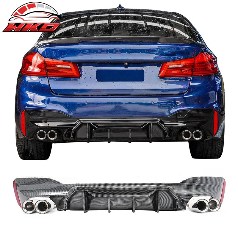 Wholesale For 17-20 BMW G30 Carbon Fiber Print Rear Diffuser MP Style+ Silver Quad Exhaust