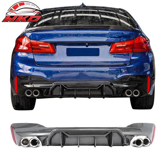 Wholesale For 21-23 BMW G30 Carbon Fiber Print Rear Diffuser MP Style+ Silver Quad Exhaust - Wikond Auto