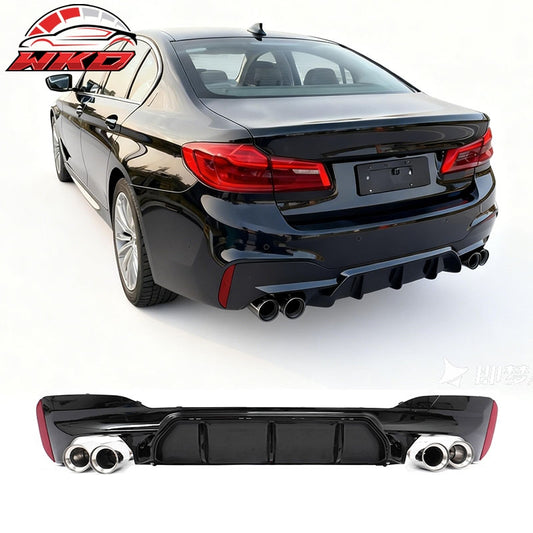 Wholesale For 17-20 BMW G30 Competition Style Gloss Black Rear Diffuser Silver Exhaust Tip - Wikond Auto