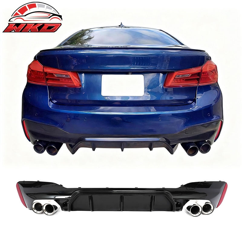 Wholesale For 21-23 BMW G30 Competition Style Gloss Black Rear Diffuser Silver Exhaust Tip