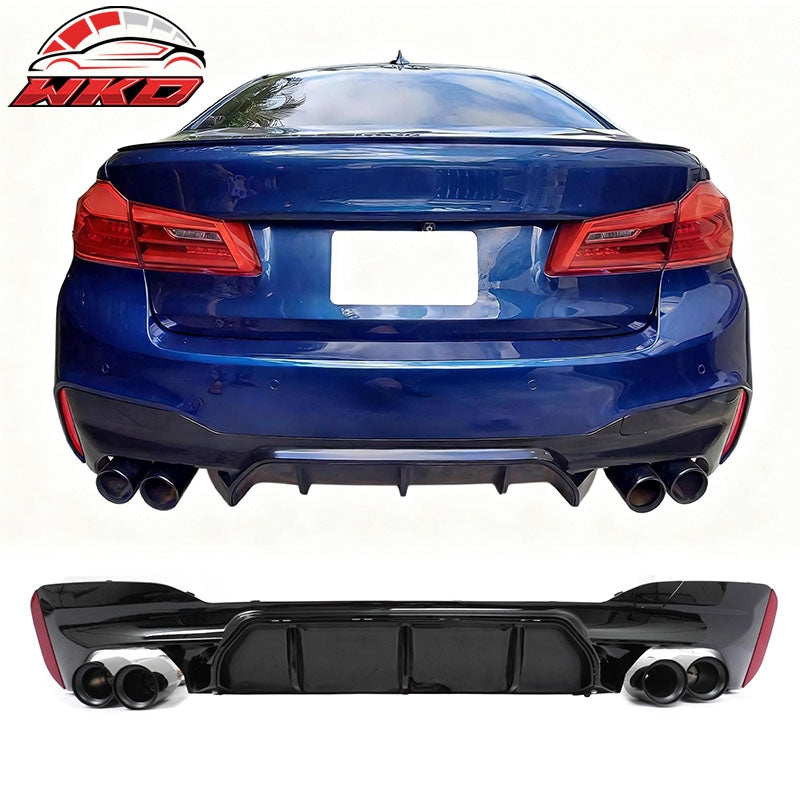 Wholesale For 17-20 BMW G30 Competition Style Gloss Black Rear Diffuser Black Exhaust Tips