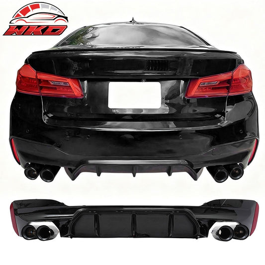 Wholesale For 21-23 BMW G30 Competition Style Gloss Black Rear Diffuser Black Exhaust Tips - Wikond Auto