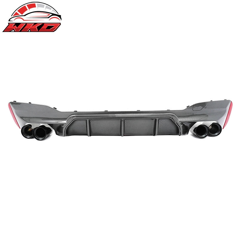 Fits 17-20 BMW G30 Competition Style Rear Diffuser CF Print + Black Exhaust Tip
