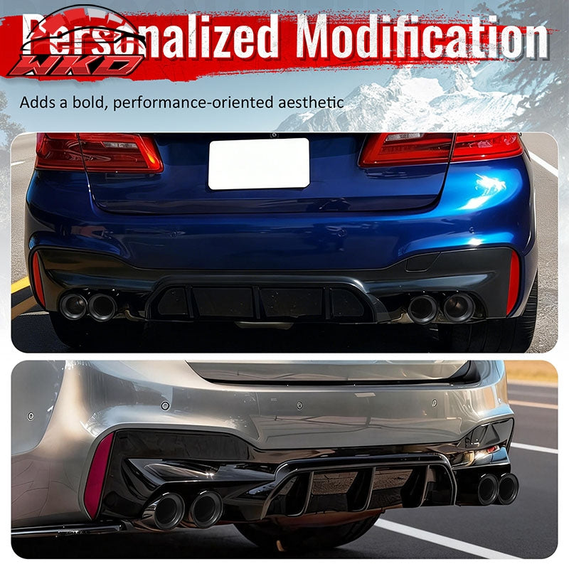 Fits 21-23 BMW G30 Competition Style Rear Diffuser CF Print + Black Exhaust Tip