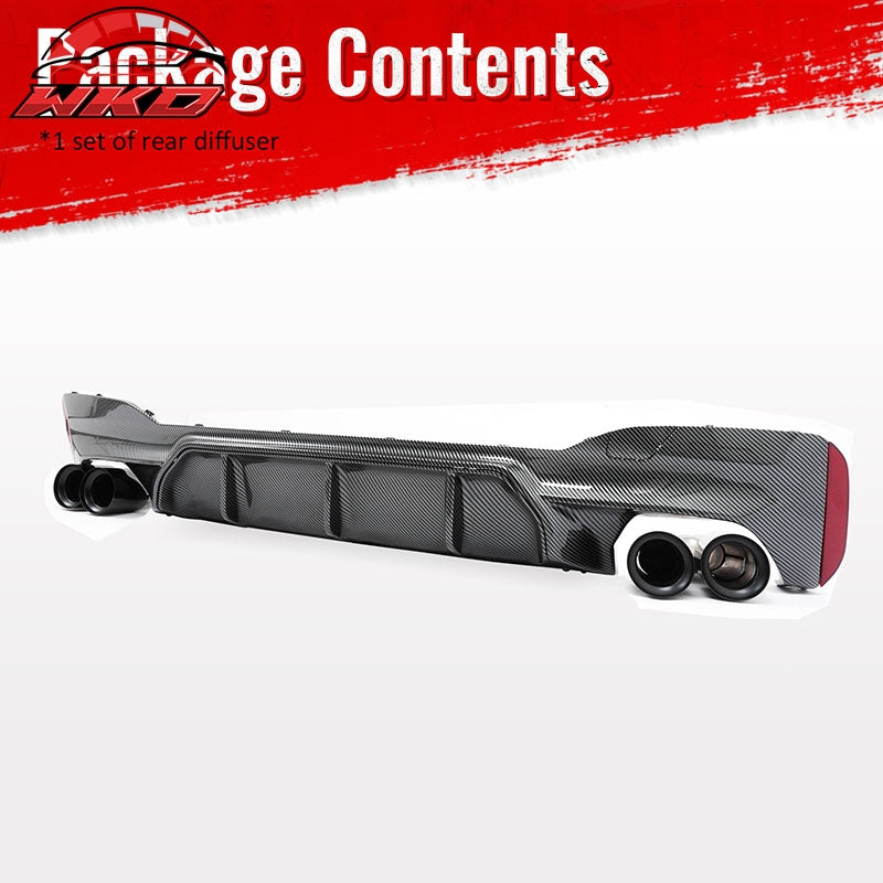 Fits 21-23 BMW G30 Competition Style Rear Diffuser CF Print + Black Exhaust Tip
