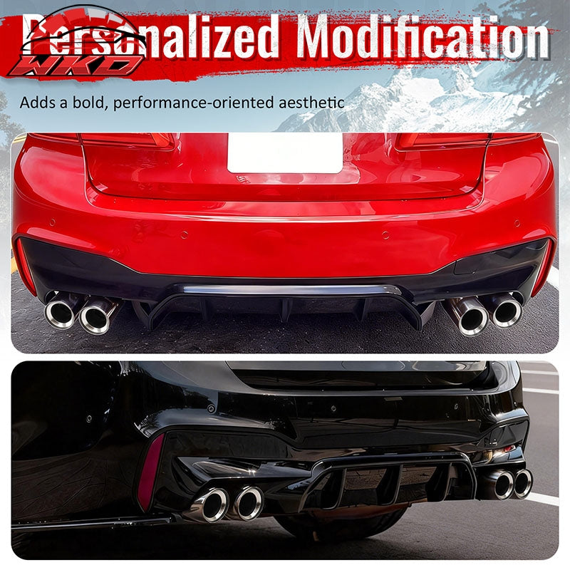 Fits 17-20 BMW G30 Competition Style Rear Diffuser CF Print + Silver Exhaust Tip