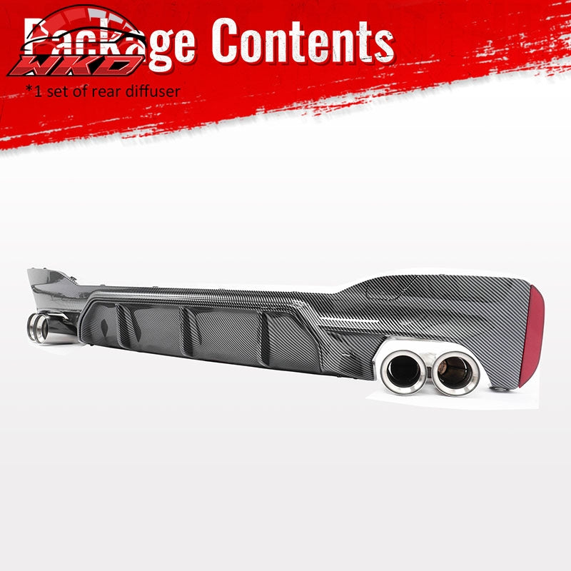 Fits 21-23 BMW G30 Competition Style Rear Diffuser CF Print + Silver Exhaust Tip