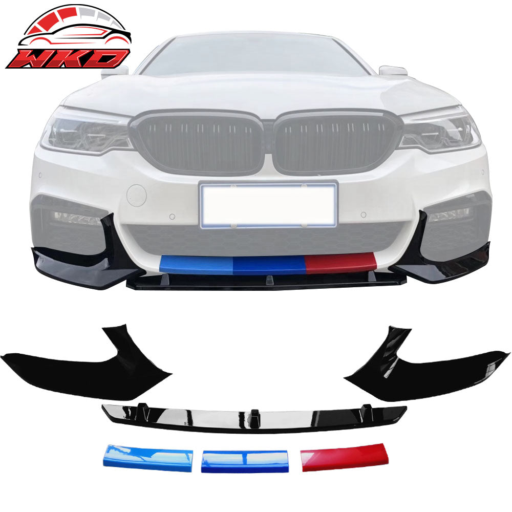 Fits 17-20 BMW G30 M-Tech M Sport Front Bumper Lip Splitters Gloss Black - ABS
