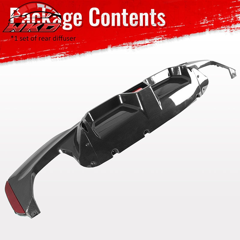 For 17-23 BMW G30 G31 G38 5 Series Carbon Fiber Print M5 CS Rear Diffuser w/ LED