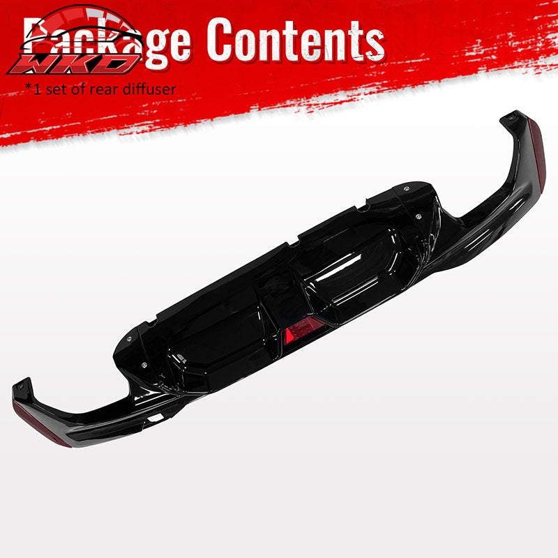 For 17-23 BMW G30 G31 G38 5 Series Gloss Black M5 CS Style Rear Diffuser w/ LED