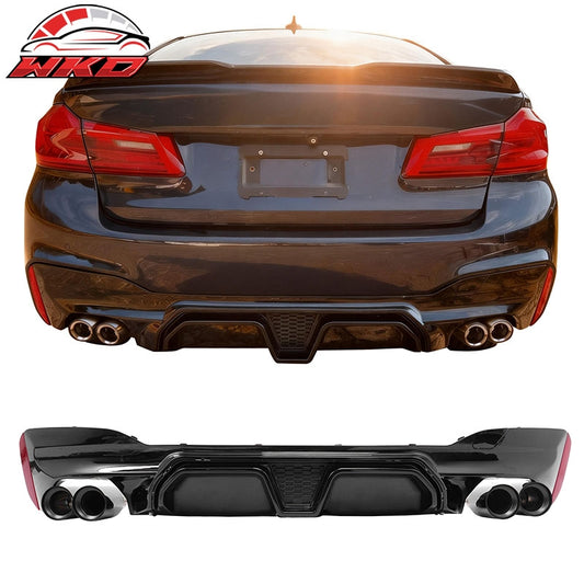 Wholesale 21-23 BMW G30 Gloss Black Rear Diffuser M5 CS Style + Black Quad Exhaust - Wikond Auto