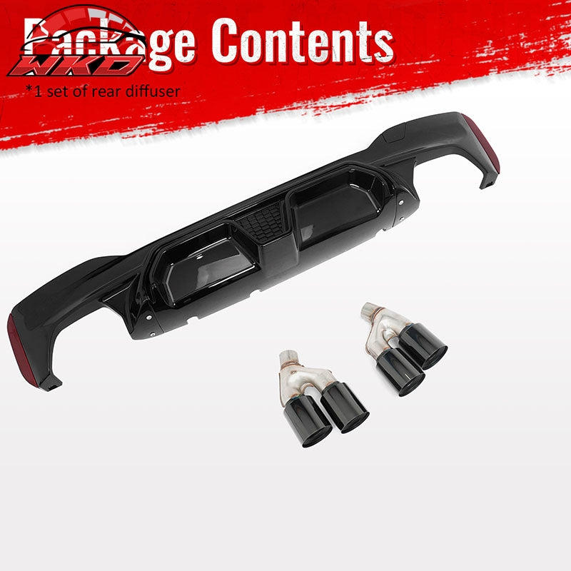 Fits 21-23 BMW G30 Gloss Black Rear Diffuser M5 CS Style + Black Quad Exhaust